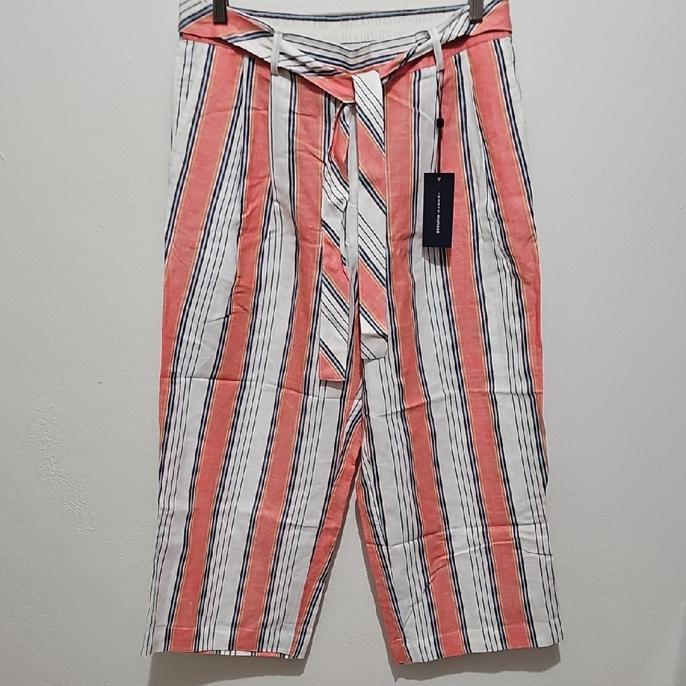 Tommy Hilfiger Striped Coral and White Capris